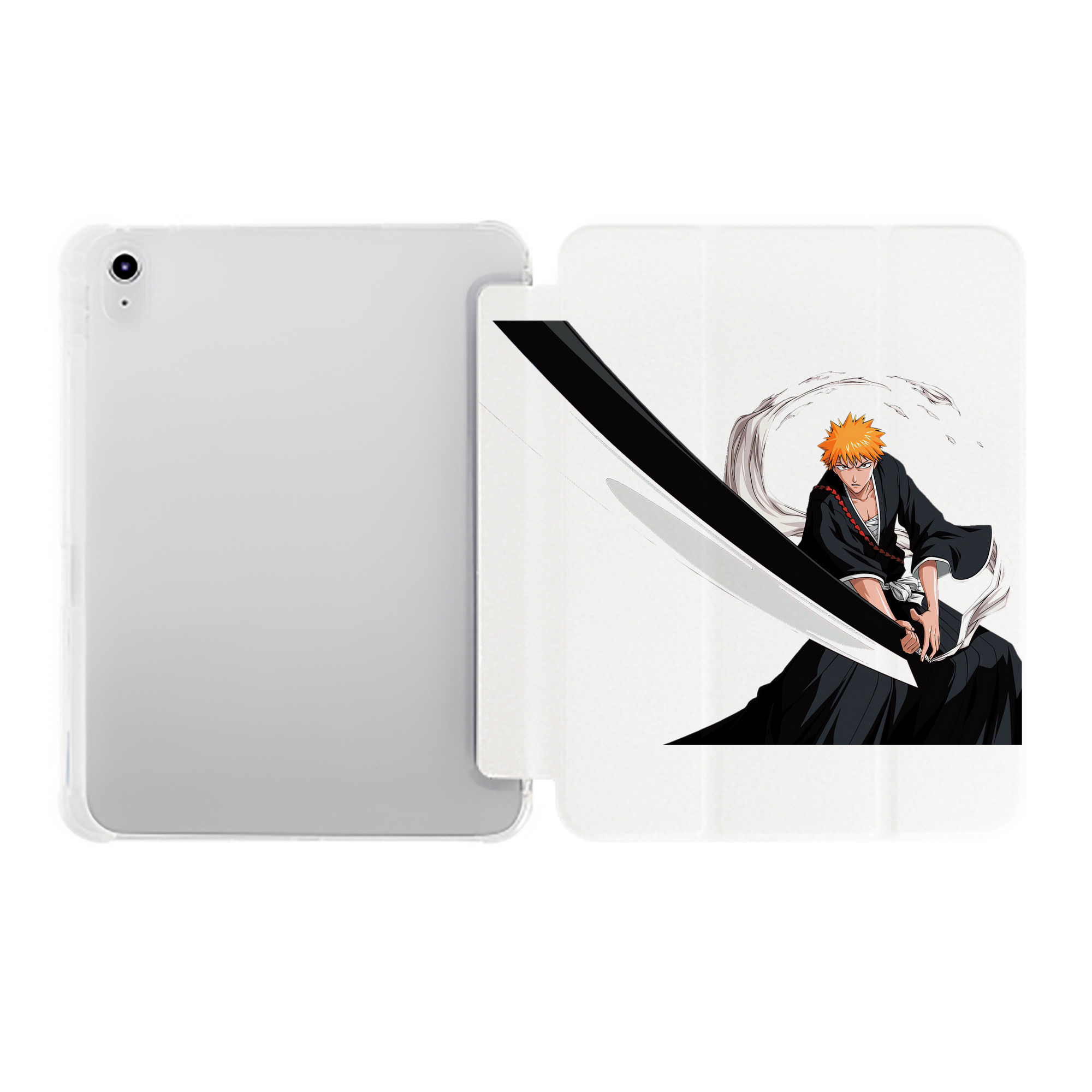 （画像用） ブリーチ 黒崎一護（くろさき いちご）BLEACH Kurosaki Ichigo IPad ケース ペン収納付き 三つ折りスタンド PUレザー×シリコン 対応機種9.5/10.5/10.9インチ